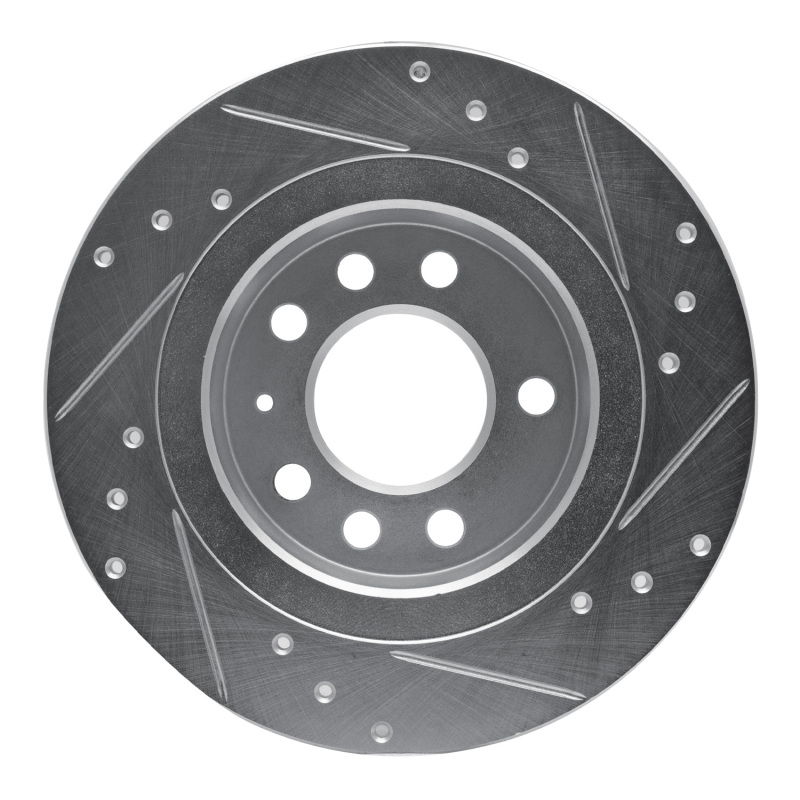 Pontiac Solstice Brake Rotor (1) - Rear Left - R1 Concepts - Drilled & Slotted - Silver - `06-`10